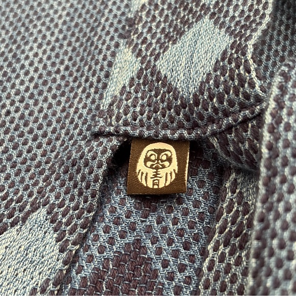 Aoyama Daruma Japan Indigo Sashiko Hanten Haori Kimono Cardigan Diamond - Picture 5 of 11